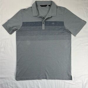 TravisMathew Polo Shirt Men XL Gray Striped Performance Golf Casual